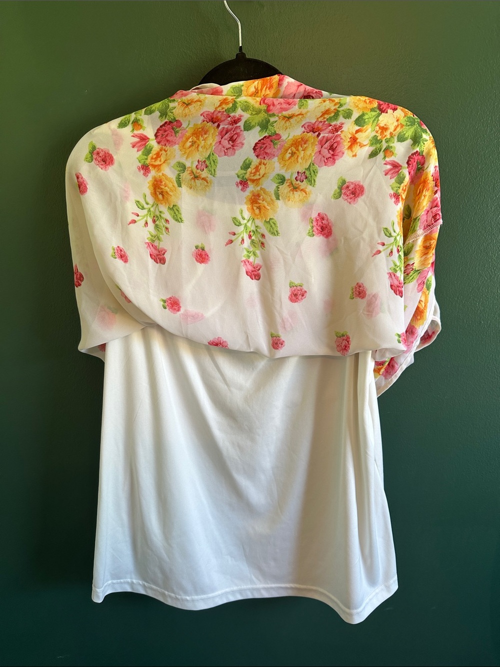 Sara Michelle Cream Top with Pink Floral Accents - Picture 8 of 8